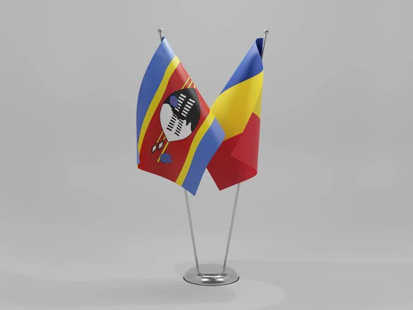 Rumunia Flagi Współpracy Suazi Białe Tło Render — Zdjęcie stockowe