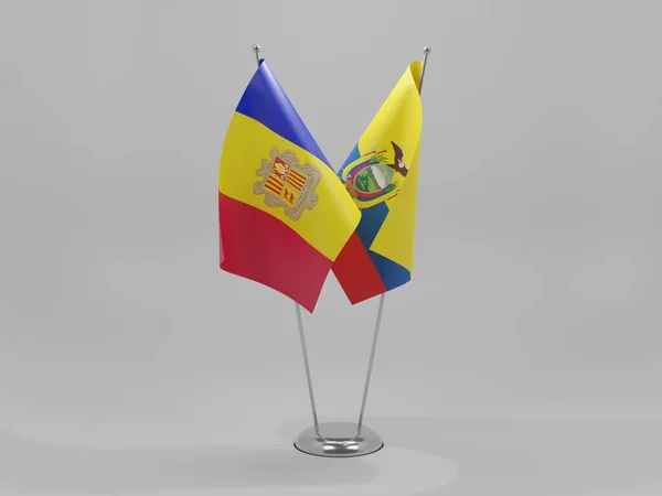 Ekvádor Vlajky Spolupráce Andorra Bílé Pozadí Vykreslování — Stock fotografie