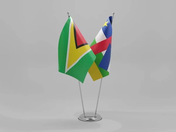 Central African Republic Guyana Cooperation Flags White Background Render — Stock Photo, Image