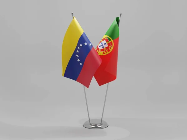 Portugal Venezuela Flaggor För Samarbete Vit Bakgrund Render — Stockfoto