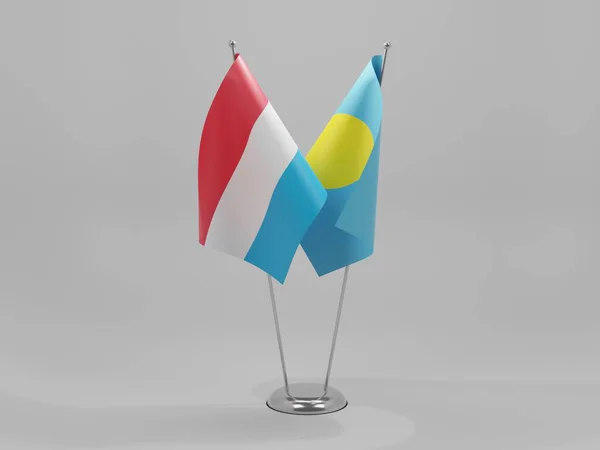 Palau Luxembourg Cooperation Flags White Background Render — стокове фото