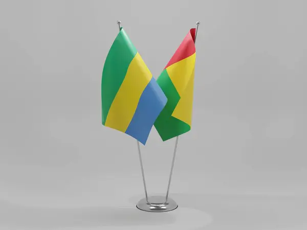 Guinea Bissau Gabón Banderas Cooperación Fondo Blanco Render —  Fotos de Stock