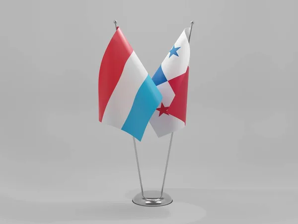 Panama Luksemburg Flagi Współpracy Białe Tło Render — Zdjęcie stockowe