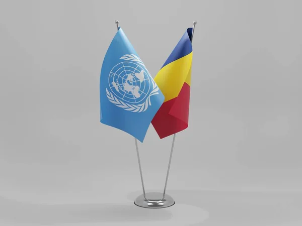 チャド 国連協力旗 白の背景 3Dレンダリング — ストック写真