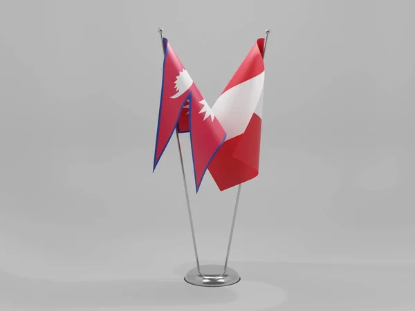 Peru Nepal Samenwerking Vlaggen Witte Achtergrond Render — Stockfoto