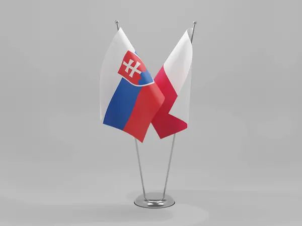 Poland Словаччина Прапори Співробітництва White Background Render — стокове фото