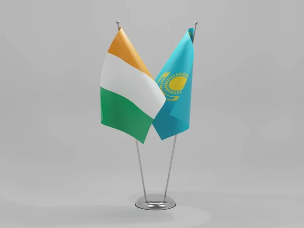 Казахстан Кот Ивуар Флаги Сотрудничества Белый Фон Рендер — стоковое фото