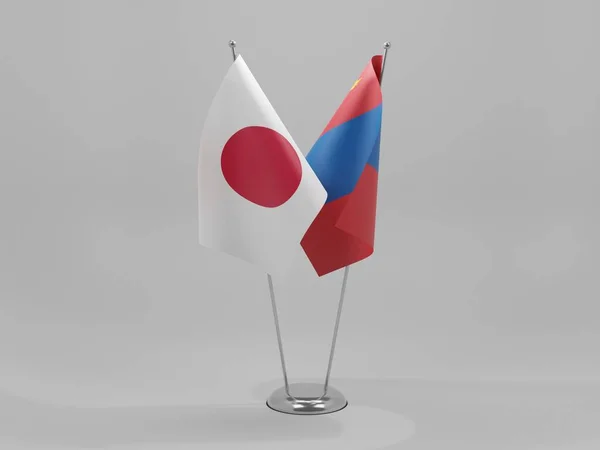モンゴル 日本協力旗 3Dレンダリング — ストック写真