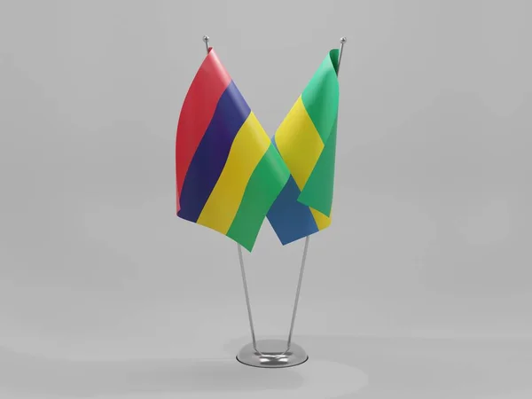 Gabon Mauritius Cooperation Flags White Background Render — 스톡 사진