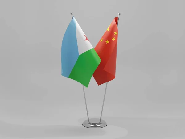 China Dschibuti Kooperationsflaggen Weißer Hintergrund Render — Stockfoto