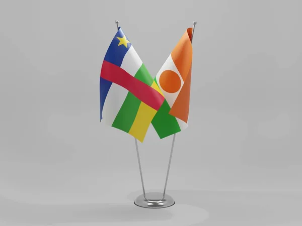 Σημαίες Συνεργασίας Κεντροαφρικανικής Δημοκρατίας Λευκό Φόντο Render — Φωτογραφία Αρχείου