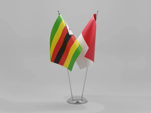 Mónaco Zimbabwe Banderas Cooperación Fondo Blanco Render — Foto de Stock