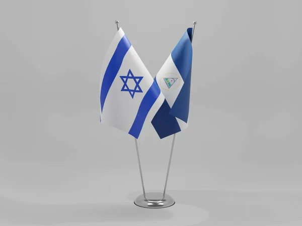 Nicaragua Banderas Cooperación Israel Fondo Blanco Render — Foto de Stock