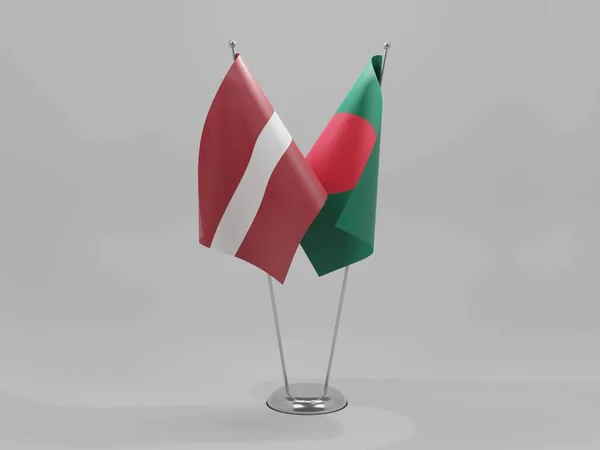 Bangladesz Łotwa Flagi Współpracy Białe Tło Render — Zdjęcie stockowe