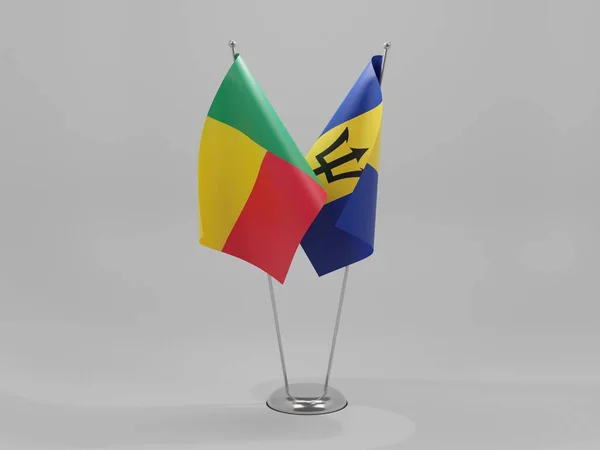 Barbade Drapeaux Coopération Bénin Fond Blanc Render — Photo