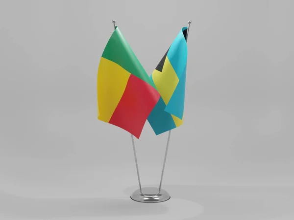 Bahama Benin Cooperation Flags Witte Achtergrond Render — Stockfoto