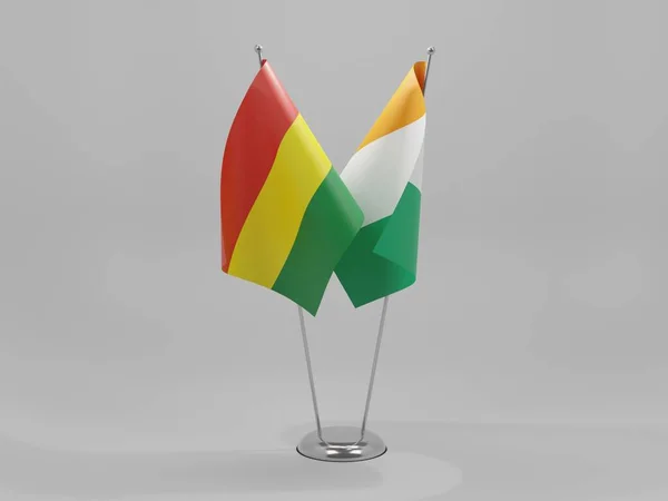 Cote Ivoire Bolivia Cooperation Flags White Background Render — 스톡 사진