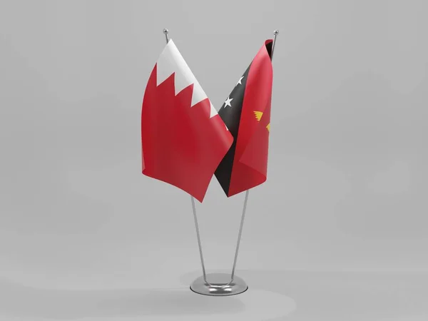 Pápua Guinea Bahreini Együttműködés Zászlók Fehér Háttér Render — Stock Fotó