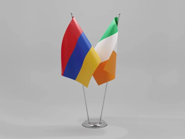 Irlanda Armenia Banderas Cooperación Fondo Blanco Render — Foto de Stock