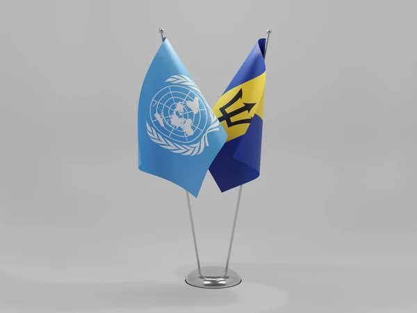 バルバドス 国連協力旗 白の背景 3Dレンダリング — ストック写真