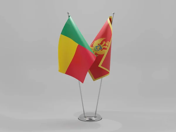Μαυροβούνιο Σημαίες Συνεργασίας Μπενίν Λευκό Φόντο Render — Φωτογραφία Αρχείου