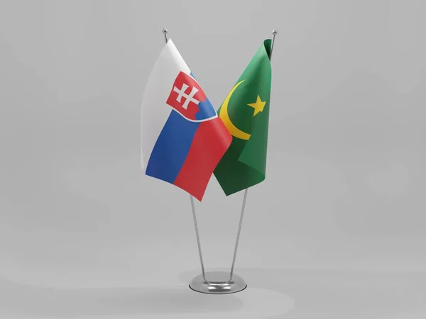 Mauritania Slovakia Cooperation Flags White Background Render — Stock Photo, Image