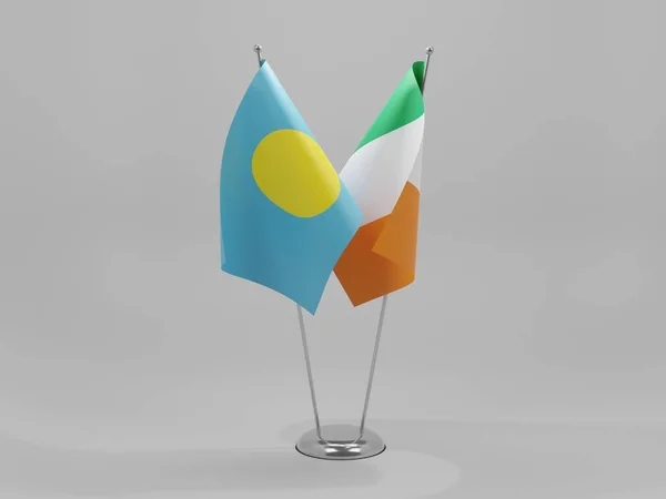 Irlanda Bandiere Cooperazione Palau Sfondo Bianco Render — Foto Stock