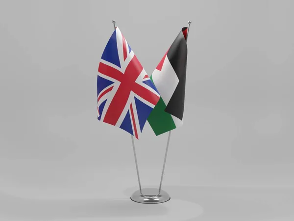パレスチナ イギリス協力旗 白い背景 3Dレンダリング — ストック写真