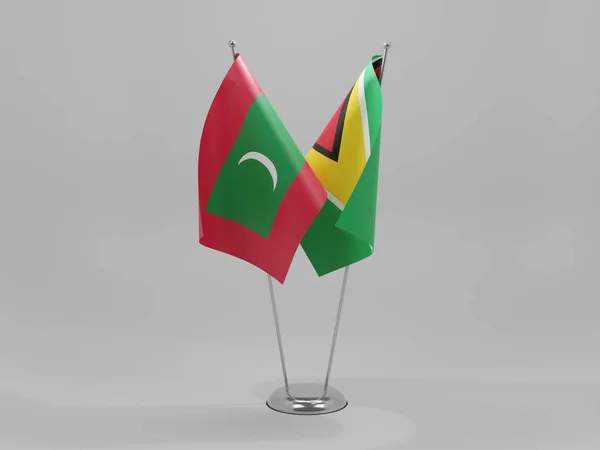 Guyane Drapeaux Coopération Des Maldives Fond Blanc Render — Photo