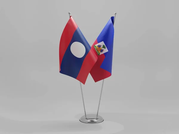 ハイチ ラオス協力旗 白い背景 3Dレンダリング — ストック写真