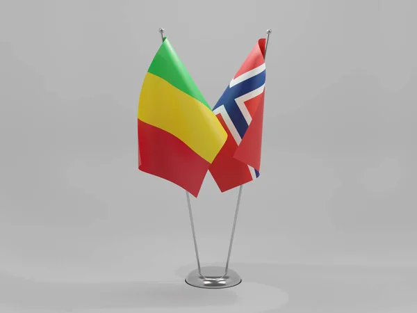 Noruega Banderas Cooperación Malí Fondo Blanco Render — Foto de Stock