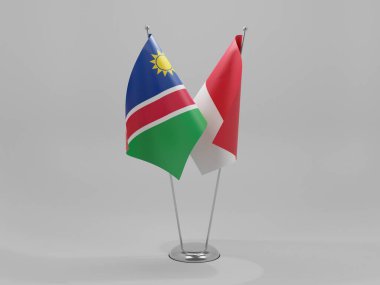 Endonezya - Namibya İşbirliği Bayrakları, Beyaz Arkaplan - 3D Render