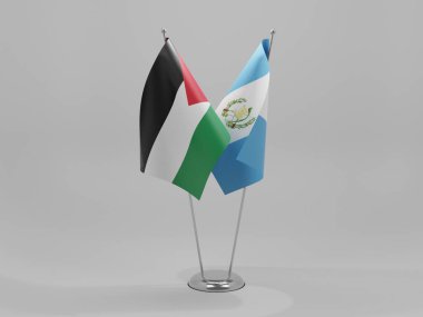 Guatemala - Filistin İşbirliği Bayrakları, Beyaz Arkaplan - 3D Render