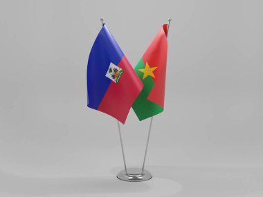 Burkina Faso - Haiti İşbirliği Bayrakları, Beyaz Arkaplan - 3D Render