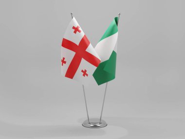 Nijerya - Georgia İşbirliği Bayrakları, Beyaz Arkaplan - 3D Render