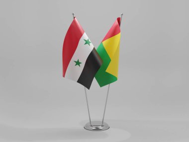 Gine Bissau - Suriye İşbirliği Bayrakları, Beyaz Arkaplan - 3D Render