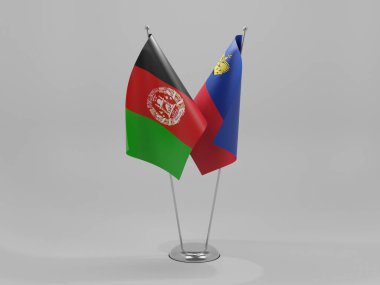 Lihtenştayn - Afganistan İşbirliği Bayrakları, Beyaz Arkaplan - 3D Render