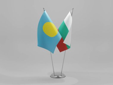 Bulgaristan - Palau İşbirliği Bayrakları, Beyaz Arkaplan - 3D Hazırlama