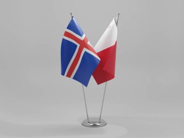 Malta - İzlanda İşbirliği Bayrakları, Beyaz Arkaplan - 3B Render