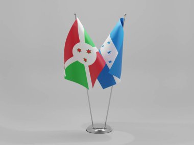Honduras - Burundi İşbirliği Bayrakları, Beyaz Arkaplan - 3D Render