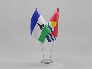 Kiribati - Lesotho İşbirliği Bayrakları, Beyaz Arkaplan - 3D Render