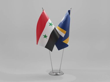 Marshall Adaları - Suriye İşbirliği Bayrakları, Beyaz Arkaplan - 3D Render