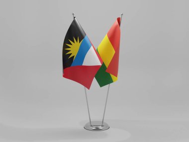 Bolivya - Antigua ve Barbuda İşbirliği Bayrakları, Beyaz Arkaplan - 3D Render