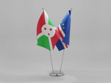 Cape Verde - Burundi İşbirliği Bayrakları, Beyaz Arkaplan - 3D Render