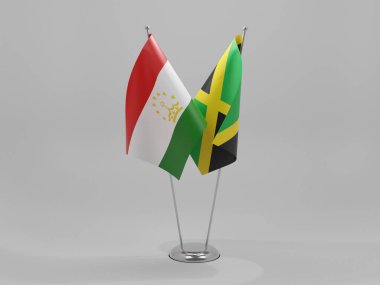 Jamaika - Tacikistan İşbirliği Bayrakları, Beyaz Arkaplan - 3D Render