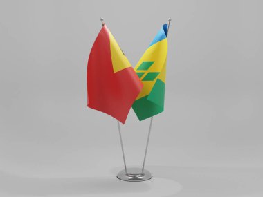 Saint Vincent ve The Grenadines - Doğu Timor İşbirliği Bayrakları, Beyaz Arkaplan - 3D Render