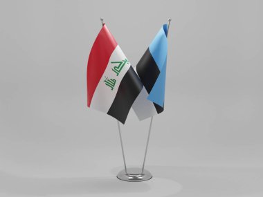 Estonya - Irak İşbirliği Bayrakları, Beyaz Arkaplan - 3D Yapılandırma