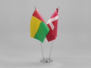 Danimarka - Gine Bissau İşbirliği Bayrakları, Beyaz Arkaplan - 3D Yapılandırma