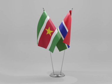 Gambiya - Surinam Cooperation Flags, Beyaz Arkaplan - 3D Render