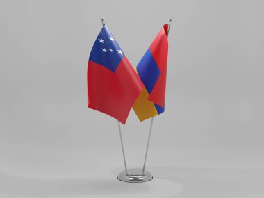 Ermenistan - Samoa İşbirliği Bayrakları, Beyaz Arkaplan - 3D Render